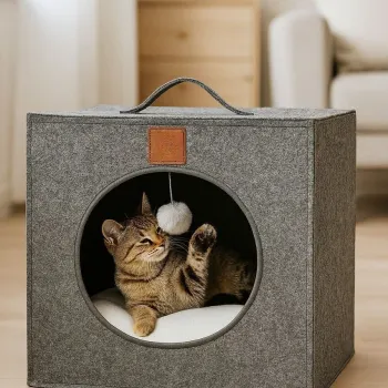 Pat pentru animale de companie, Paws & Whiskers, Kitty, Material exterior: 100% poliester, Gri imagine
