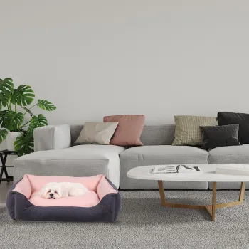 Pat pentru animale de companie, Paws & Whiskers, Lucy Dog & Cat M, Material exterior: 100% poliester, Gri/Roz imagine