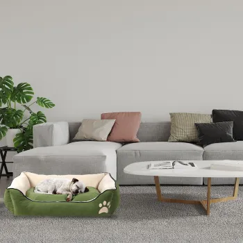 Pat pentru animale de companie, Paws & Whiskers, Lucy Dog & Cat M, Material exterior: 100% poliester, Verde / Ecru imagine