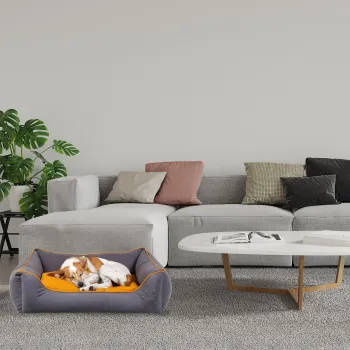 Pat pentru animale de companie, Paws & Whiskers, Lucy Dog & Cat S, Material exterior: 100% poliester, Gri/Mustar imagine