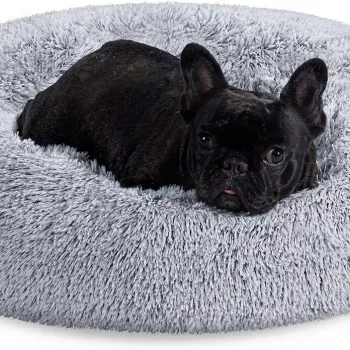 Pat pentru caini si pisici Fluffy Donut, Feandrea, husa lavabila, marimea L, max 17 kg, O70 x 20 cm, gri deschis imagine