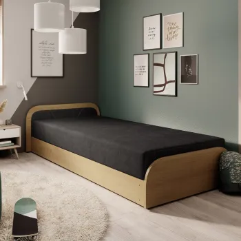 Pat pentru camera copilului, deschidere dreapta, 80x190 cm, ELTAP, RT-BR-04AL, Parys, lemn/poliester, natur/negru imagine