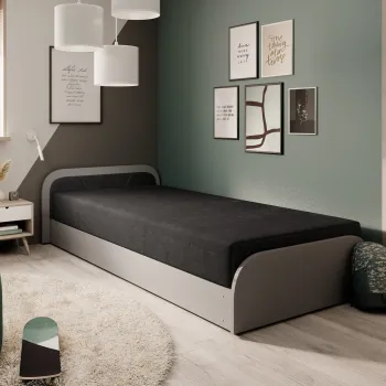 Pat pentru camera copilului, deschidere dreapta, 80x190 cm, ELTAP, RT-GR-04AL, Parys, lemn/poliester, gri deschis/negru imagine