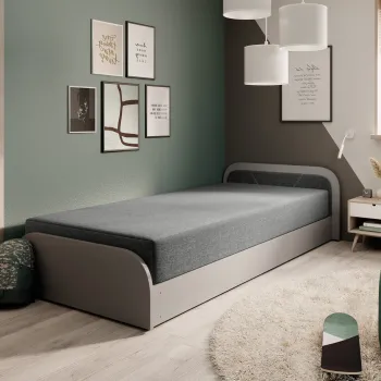 Pat pentru camera copilului, deschidere stanga, 80x190 cm, ELTAP, LT-GR-21SA, Parys, lemn/poliester, gri deschis/gri imagine