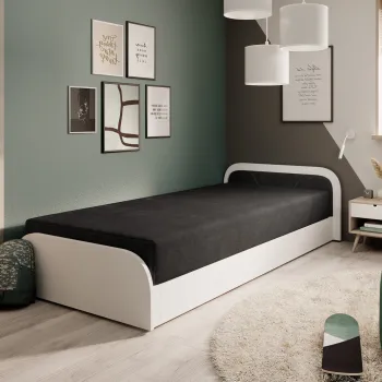 Pat pentru camera copilului, deschidere stanga, 80x190 cm, ELTAP, LT-W-04AL, Parys, lemn/poliester, alb/negru imagine