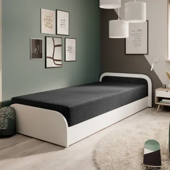 Pat pentru camera copilului, deschidere stanga, 80x190 cm, ELTAP, LT-W-14SA, Parys, lemn/poliester, alb/negru imagine