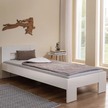 Pat pentru o persoana, 90x200 cm, Annik, Inter Link, lemn, alb imagine