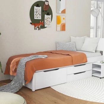 Pat pentru o persoana, 90x200 cm, Efetivo, Inter Link, lemn, alb imagine