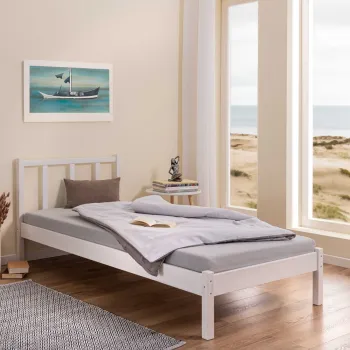 Pat pentru o persoana, 90x200 cm, Fredy, Inter Link, lemn, alb imagine