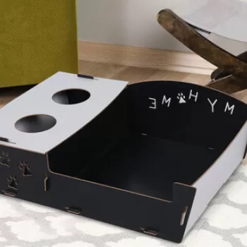 Pat pentru pisici, 200, MDF , Alb negru imagine