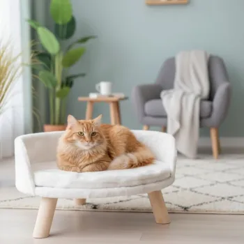 Pat pentru pisici, Paws & Whiskers, Diana, 100% WELSOFT FABRIC, Alb imagine