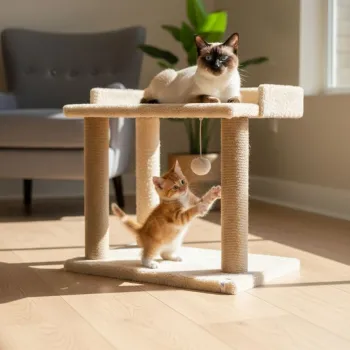 Pat pentru pisici, Paws & Whiskers, Liza, 100% WELSOFT FABRIC, Bej imagine