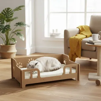 Pat pentru pisici, Paws & Whiskers, Lyra, MDF, Stejar imagine