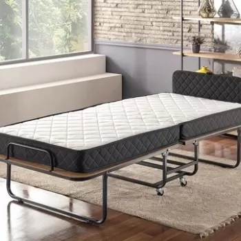 Pat pliabil pentru o persoana Katlanir XL, Niron, 204x90x74 cm, alb/negru imagine