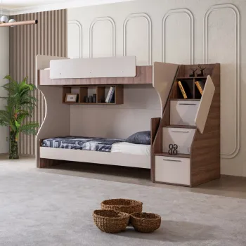 Pat supraetajat, Hanah Home, Milano, 260x185x106 cm, PAL, Crem/Maro imagine