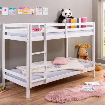 Pat supraetajat pentru camera copilului, 90x200 cm, Small Cloud, Inter Link, lemn, alb imagine