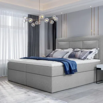 Pat tapitat cu lada depozitare, 160x200 cm, ELTAP, VIV-07-1.6, Vivre, lemn/poliester, gri deschis imagine