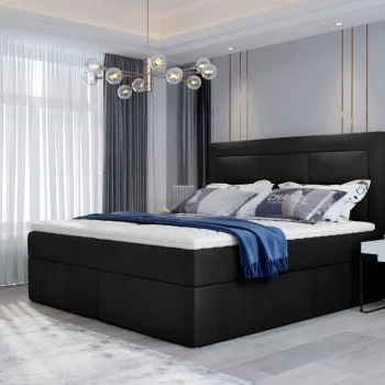 Pat tapitat cu lada depozitare, 160x200 cm, ELTAP, VIV-18-1.6, Vivre, lemn/poliester, negru imagine