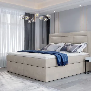 Pat tapitat cu lada depozitare, 180x200 cm, ELTAP, VIV-19-1.8, Vivre, lemn/poliester, crem imagine