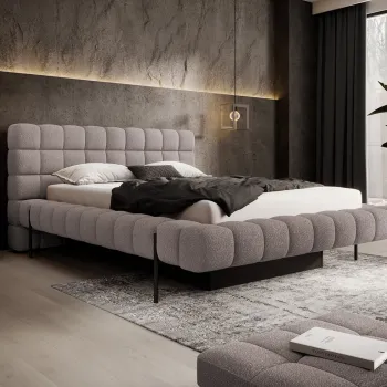 Pat tapitat cu somiera rabatabila si lada depozitare, 140x200 cm, ELTAP, Magentta, metal/poliester, gri imagine