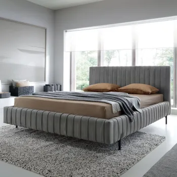 Pat tapitat cu somiera rabatabila si lada depozitare, 140x200 cm, ELTAP, Plissa, metal/poliester, gri imagine