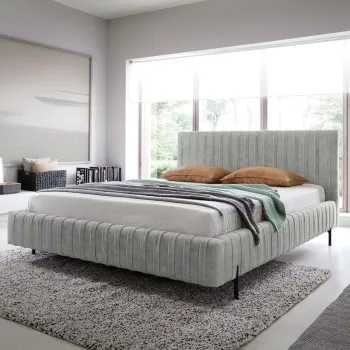 Pat tapitat cu somiera rabatabila si lada depozitare, 140x200 cm, ELTAP, Plissa, metal/poliester, gri deschis imagine