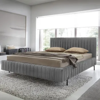 Pat tapitat cu somiera rabatabila si lada depozitare, 140x200 cm, ELTAP, Plissa, metal/poliester, gri inchis imagine