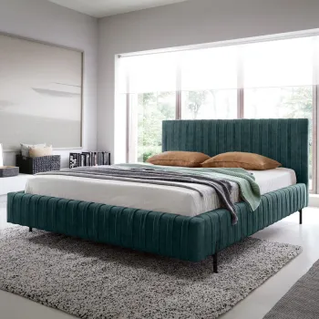 Pat tapitat cu somiera rabatabila si lada depozitare, 140x200 cm, ELTAP, Plissa, metal/poliester, verde imagine