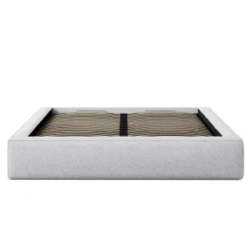 Pat tapitat cu somiera rabatabila si lada depozitare, 140x200 cm, Micadoni Home, Simon-201, tesatura structurata chenille, gri deschis melange imagine