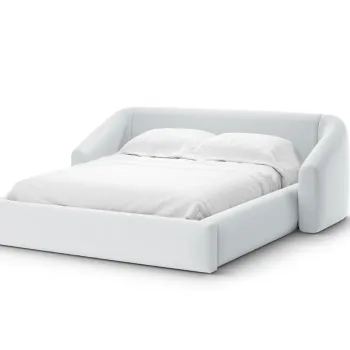 Pat tapitat cu somiera rabatabila si lada depozitare, 140x200 cm, Windsor & Co, Halo, tesatura structurata, gri deschis imagine