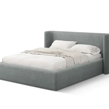 Pat tapitat cu somiera rabatabila si lada depozitare, 140x200 cm, Windsor & Co, Jason, tesatura structurata, gri inchis imagine