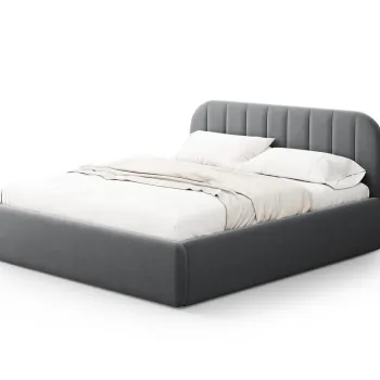 Pat tapitat cu somiera rabatabila si lada depozitare, 140x200 cm, Windsor & Co, Juno, catifea, gri imagine