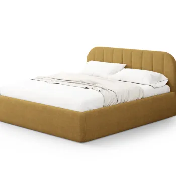 Pat tapitat cu somiera rabatabila si lada depozitare, 140x200 cm, Windsor & Co, Juno, tesatura structurata, verde oliv deschis imagine