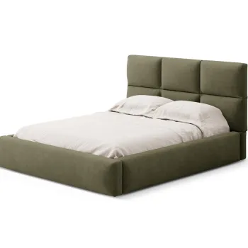 Pat tapitat cu somiera rabatabila si lada depozitare, 140x200 cm, Windsor & Co, Libera, catifea, verde imagine