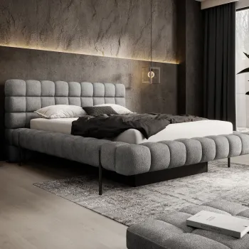 Pat tapitat cu somiera rabatabila si lada depozitare, 160x200 cm, ELTAP, Magentta, metal/poliester, gri inchis imagine