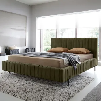 Pat tapitat cu somiera rabatabila si lada depozitare, 160x200 cm, ELTAP, Plissa, metal/poliester, verde olive imagine