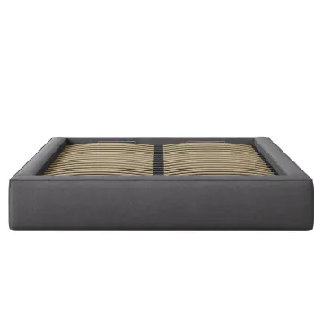 Pat tapitat cu somiera rabatabila si lada depozitare, 160x200 cm, Micadoni Home, Simon-206, tesatura boucle, grafit imagine