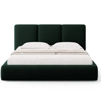 Pat tapitat cu somiera rabatabila si lada depozitare, 160x200 cm, Windsor & Co, Horizon, catifea, verde bottle imagine