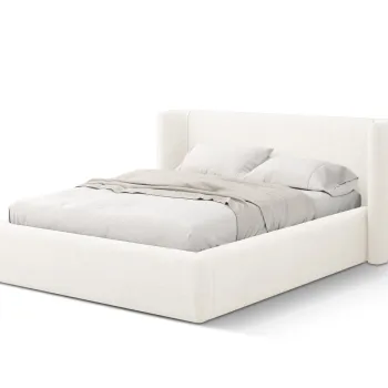 Pat tapitat cu somiera rabatabila si lada depozitare, 160x200 cm, Windsor & Co, Jason, tesatura structurata, ivoriu imagine