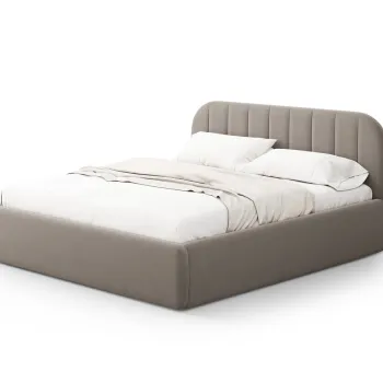 Pat tapitat cu somiera rabatabila si lada depozitare, 160x200 cm, Windsor & Co, Juno, catifea, cappuccino imagine