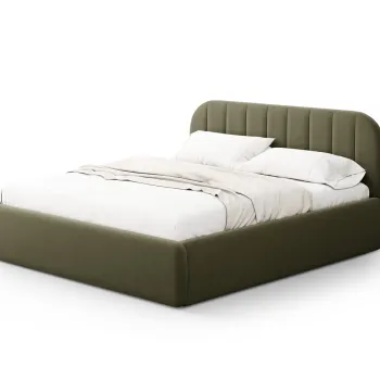 Pat tapitat cu somiera rabatabila si lada depozitare, 160x200 cm, Windsor & Co, Juno, catifea, verde imagine