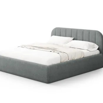 Pat tapitat cu somiera rabatabila si lada depozitare, 160x200 cm, Windsor & Co, Juno, tesatura structurata, gri inchis imagine