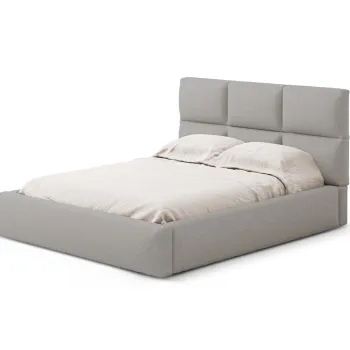 Pat tapitat cu somiera rabatabila si lada depozitare, 160x200 cm, Windsor & Co, Libera, tesatura structurata, bej inchis imagine