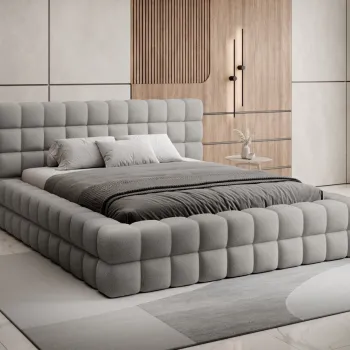 Pat tapitat cu somiera rabatabila si lada depozitare, 180x200 cm, ELTAP, BE-DIZ-MET-04ROY, Dizzle, metal/poliester, gri imagine