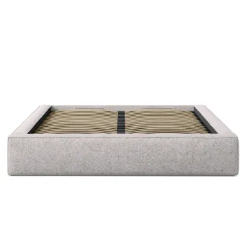 Pat tapitat cu somiera rabatabila si lada depozitare, 180x200 cm, Micadoni Home, Simon-201, tesatura structurata chenille, bej melange imagine