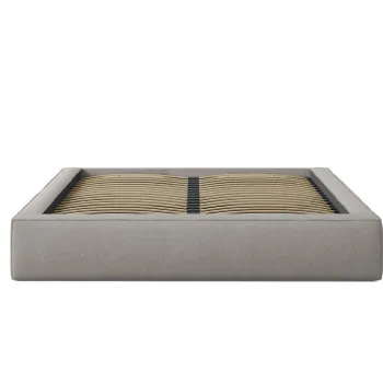 Pat tapitat cu somiera rabatabila si lada depozitare, 180x200 cm, Micadoni Home, Simon-206, tesatura boucle, gri deschis imagine