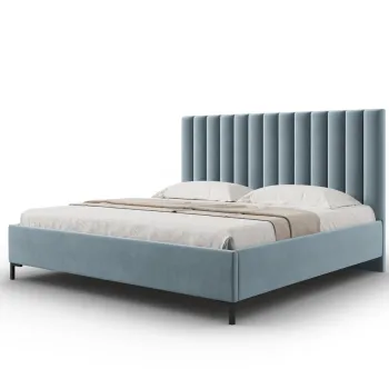 Pat tapitat cu somiera rabatabila si lada depozitare, 180x200 cm, Windsor & Co, Apollo, catifea, albastru deschis imagine
