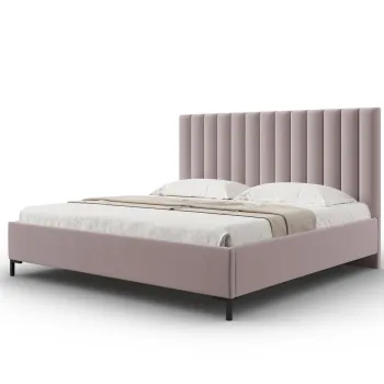 Pat tapitat cu somiera rabatabila si lada depozitare, 180x200 cm, Windsor & Co, Apollo, tesatura structurata, roz imagine