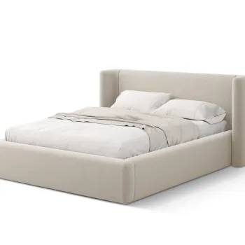 Pat tapitat cu somiera rabatabila si lada depozitare, 180x200 cm, Windsor & Co, Jason, catifea, bej inchis imagine