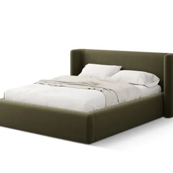 Pat tapitat cu somiera rabatabila si lada depozitare, 180x200 cm, Windsor & Co, Jason, catifea, verde imagine